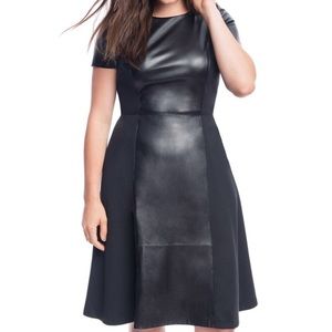 Eloquii Faux Leather and Ponte Mix Dress, Sz 26